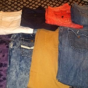 8 pair of Designer Jean's 6 True Religion One Rivet De Cru and One Robin Jean